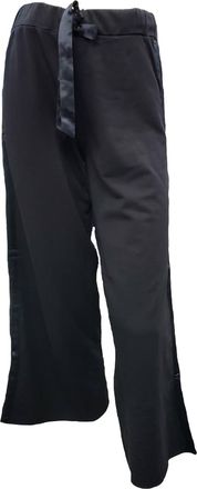 Pj Harlow Kimber Crop French Terry Wide Leg Crop Pant With Satin Stripes In Black