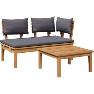 vidaXL Banco De Jard&iacute;n 2 Pcs Marr&oacute;n Madera Maciza De Teca Vidaxl