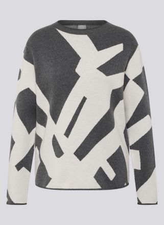 Rabe Strickpullover RABE, Damen, Gr. 38, granit, Strick, Obermaterial: 50% Polyester, 30% Viskose, 20% Polyamid, gemustert, normal h&uuml;ftbedeckend, Rundhals,