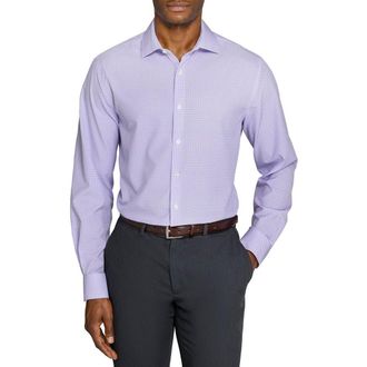 W.R.K Regular Fit Micromedallion Performance Dress Shirt in White/Purple at Nordstrom, Size 17.5 - R