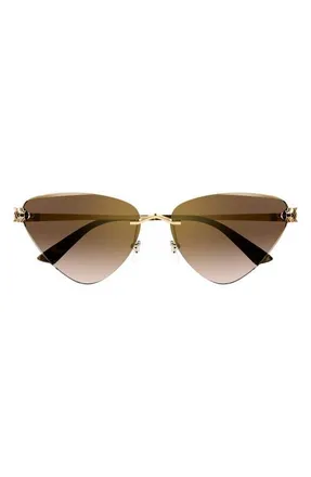 Cartier 62mm Gradient Oversize Cat Eye Sunglasses in Gold 2 at Nordstrom