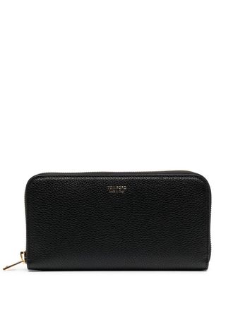 Tom Ford grained-leather logo-print wallet - Black