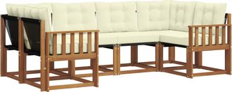 vidaXL Conjunto De Sof&aacute;s De Exterior 6 Uds. Natural Y Crema Vidaxl