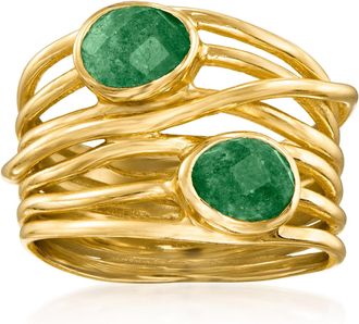 Ross-Simons Emerald Multi-Row Ring in 18kt Gold Over Sterling
