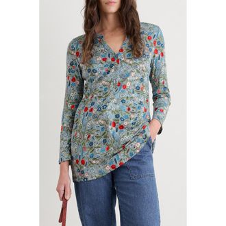 Seasalt Cornwall Moon Window Floral Organic Cotton Tunic in Still Life Sea Holly at Nordstrom, Size 16 Us