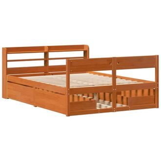 Berkfield Home Full Bed Frame without Mattress Wax Brown 135x190 cm Double Solid