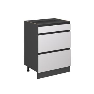 Vicco Mueble Bajo De Cocina R-line, Blanco, 60 Cm En Forma De J, Con Cajones, Sin Encimera, Vicco