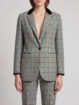 Forte_Forte Blazer monopetto in lana merino con motivo tartan