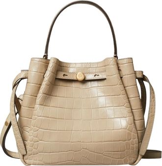 Tory Burch Tassen, Dames, Beige, ONE Size, Leer, Romy Croc-Embossed Bucket Bag