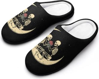 Generic Skull Moon Rose Womens Slippers Warm House Slippers Indoor House Shoes with Anti-Skid Rubber Sole