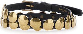 Golden Goose Womens Trinidad Black Leather Belt With Studs Cow