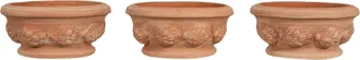 Biscottini International Set De 3 Cestas De Terracota Para El Jard&iacute;n, La Terraza Y El Balc&oacute;n L30xpr30xh14 Cm