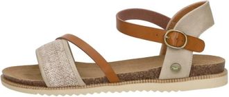 Mustang Platte sandalen - Dames - Sandalen - Beige - 42 EU - Leer - Schoenen