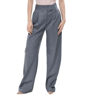 The Attico Sky Blue Carrot Pleated Pants