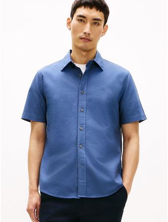 Tommy Hilfiger Mens Regular Fit Garment-Dyed Oxford Shirt - Blue - XXL