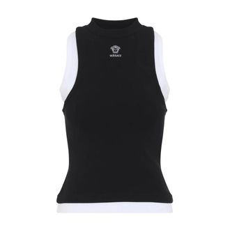 Versace Vintage Tanktop - Dames - Tops zonder mouwen - Zwart - XS - Katoen - Tops