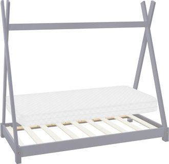 ML Design Ml-design - Cama Infantil Tipi Gris Con Colch&oacute;n De Espuma Fr&iacute;a Hipoalerg&eacute;nico 70x140 Cm Somier Estructura Listones De Madera Maciza De Pino Para Ni&ntilde;as