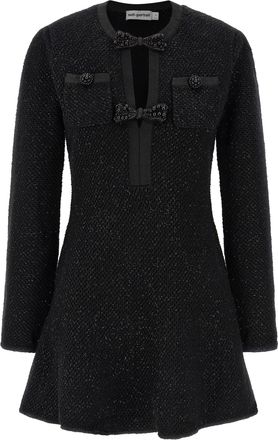 Self Portrait Black Cotton Short Womens Dress