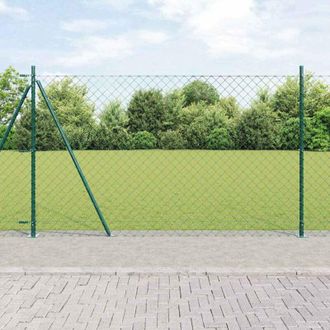 vidaXL Valla De Eslabones De Cadena Con Postes Verde 1.4 X 25 M Acero Vidaxl