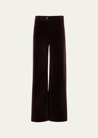 Akris Caia Velvet Straight-Leg Crop Trousers