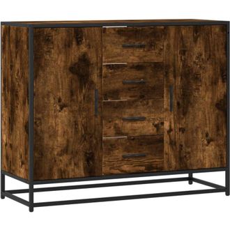 vidaXL Aparador Madera De Ingenier&iacute;a Roble Ahumado 92x35x76 Cm Vidaxl