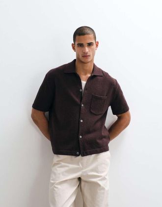 Arket Camicia in maglia testurizzata marrone cioccolato