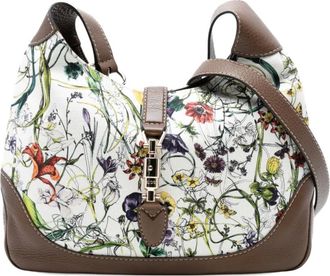 Gucci 2016-2025 Flora Jackie O Bouvier canvas crossbodytas - Wit