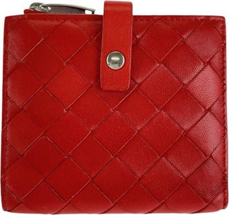 Bottega Veneta Red Color Leather Wallet (Bi-Fold) (Pre-Owned)
