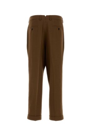 Ami Mens Caramel Wool Pant Hazelnut Exterior: Virgin Pantaloni