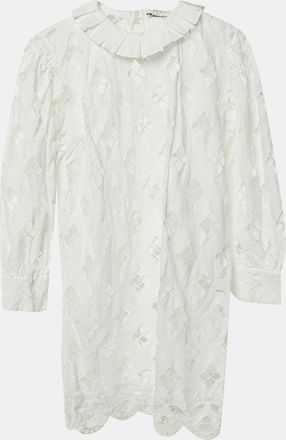Sandro White Lace Eyelet Trim Detail Mini Dress