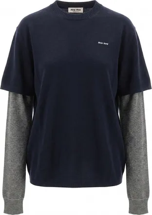 Miu Miu Sweater With Jersey Sleeves