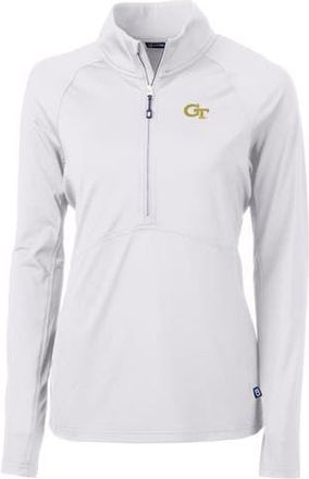 Cutter & Buck Womens Cutter & Buck White Georgia Tech Yellow Jackets Adapt Eco Knit Half-Zip Pullover Jacket at Nordstrom, Size Medium