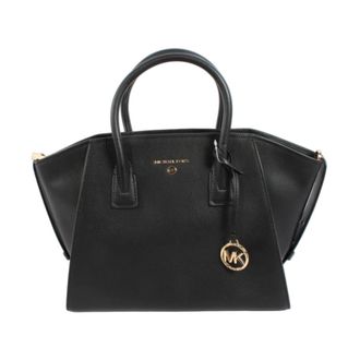 Michael Kors Tassen, Dames, Zwart, ONE Size, Leer, Avril Large Top-Zip Satchel
