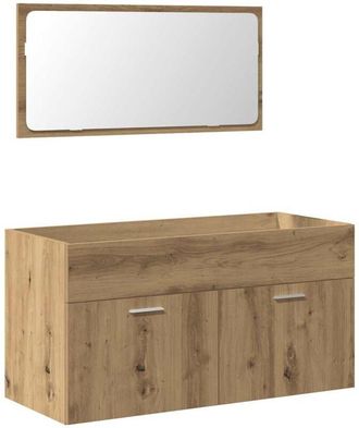vidaXL Mueble de baño con espejo de madera ingeniería roble artesanal Vidaxl