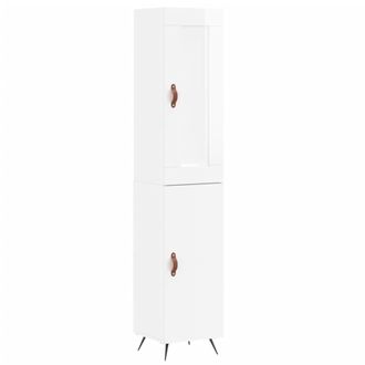 vidaXL Vidaxl - Aparador Alto Madera Contrachapada Blanco Brillo 34,5x34x180 Cm