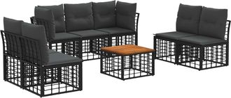 vidaXL Conjunto De Sof&aacute;s De Exterior 8 Uds. Negro Y Gris Oscuro Vidaxl