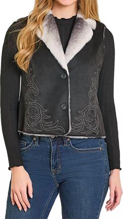Panhandle Embroidered Microsuede Vest In Black