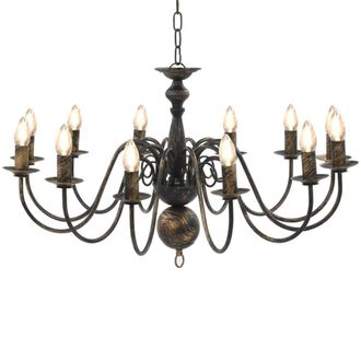 Berkfield Home Chandelier Antique Black 12 x E14 Bulbs