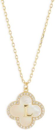 Argento Vivo Clover Mother-of-Pearl Initial Pendant Necklace in Gold - L at Nordstrom