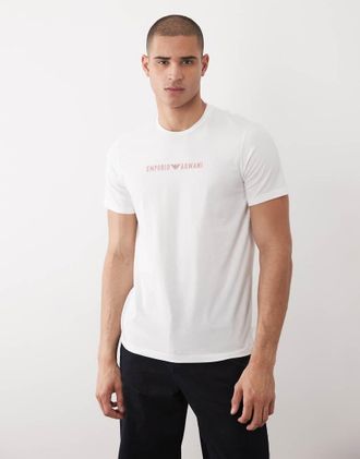 Emporio Armani Bodywear - T-shirt bianca con logo sul petto-Bianco
