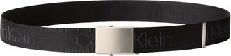 Calvin Klein Stoffg&uuml;rtel CALVIN KLEIN LOGO WEBBING PLAQUE 38MM FIXED, Herren, Gr. 11,5, schwarz, pewter, Kunstfaser, unifarben, G&uuml;rtel Stoffg&uuml;rtel, Gr&ouml;ssenverstell
