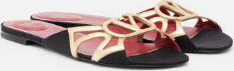 Valentino Garavani Wonderweb VLogo metallic leather slides