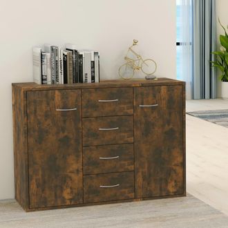 vidaXL Vidaxl - Aparador Madera Contrachapada Color Roble Ahumado 88x30x65 Cm