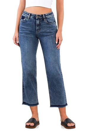 HINT OF BLU Release Hem High Waist Ankle Straight Leg Jeans in Mystery Blue at Nordstrom, Size 29