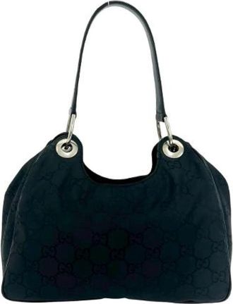 Gucci Pre-owned Nylon Leather Shoulder Bag - Dames - Vintage Schoudertas - Zwart - ONE Size - Nylon - Vintage