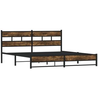 vidaXL Estructura De Cama Sin Colch&oacute;n Metal Roble Ahumado 183x213 Cm Vidaxl