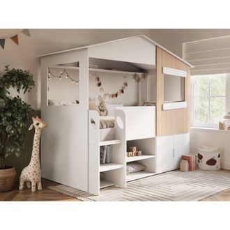 Flair Dreamland House Bed with Storage White & Oak | Size: Single