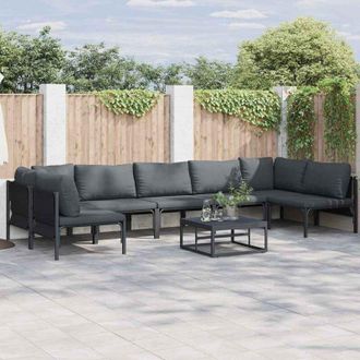 vidaXL Conjunto De Sof&aacute; De Jard&iacute;n 8 Pcs Antracita Acero Vidaxl