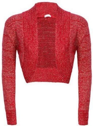 Generic New Ladies Womens Long Sleeve Shiny Knitted Metallic Lurex Shrug Bolero Cardigan Top Size 8-55