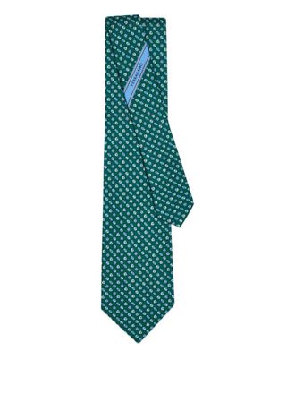 Ferragamo sport-print silk tie - men - Silk - One Size - Green